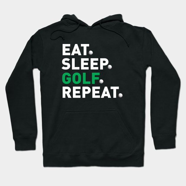 Eat Sleep Golf Repeat White Funny Golf Hoodie by KevinWillms1